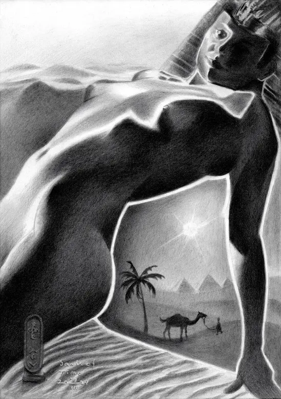surrealist nude graphite pencil drawing
