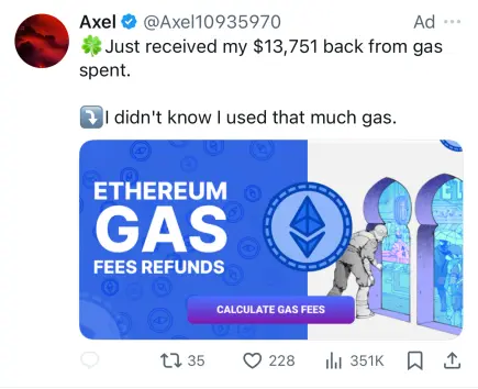Twitter scam ad