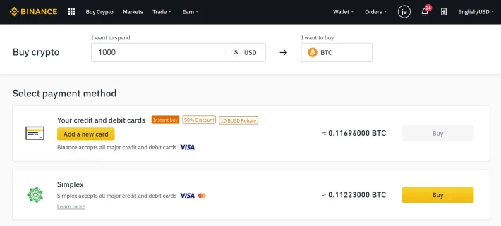 deposit FIAT to Binance