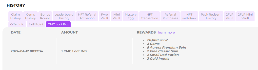 CMC Loot Box in PipeFlare history