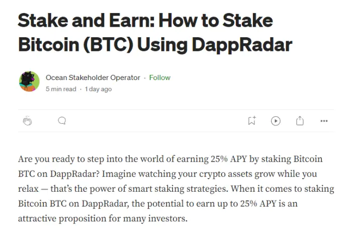 Example scam crypto article on Medium