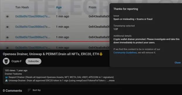 Scammer on YT