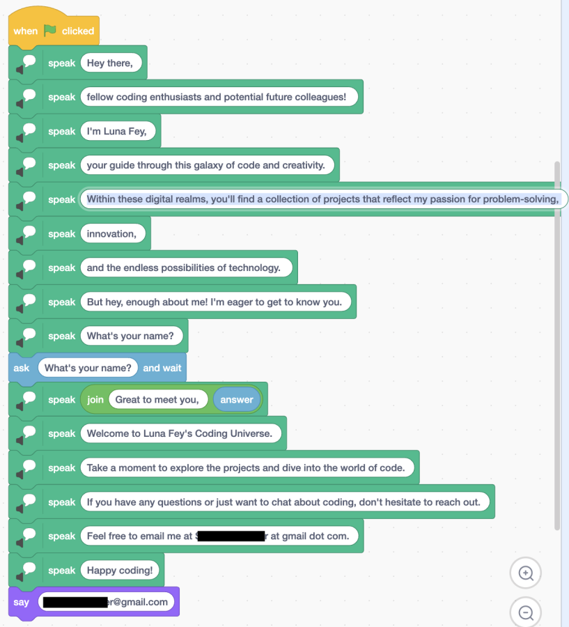 Coding for Welcome on Scratch