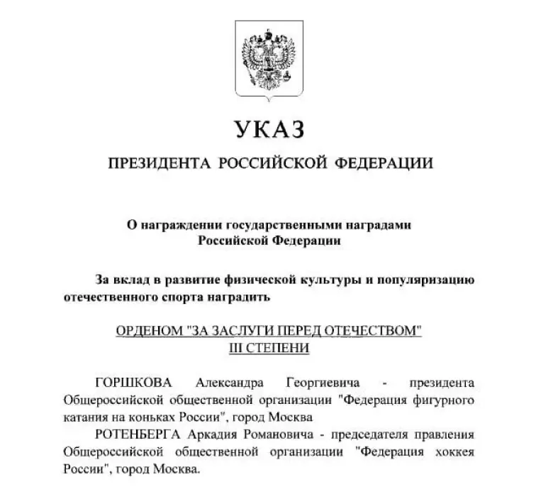 For services to the Fatherland