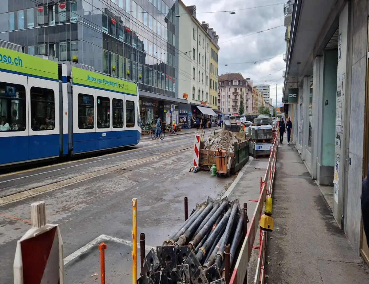 roadworks on the Badenerstrasse