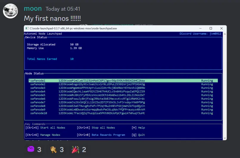 @moon first MS Win11 Wave 1 beta tester to report working nodes receiving nanos?