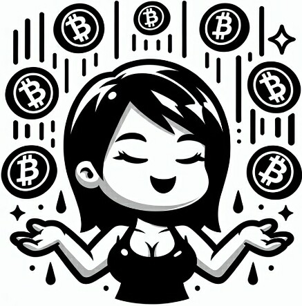 female raining crypto coins