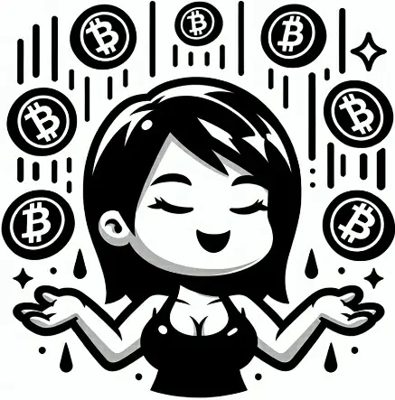 female raining crypto coins