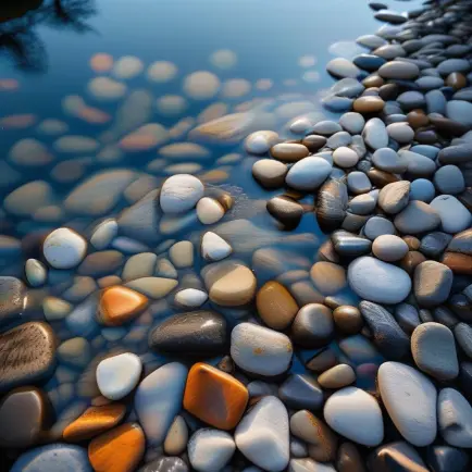 natural photography of a bed of stones on the bed of a crystalline river