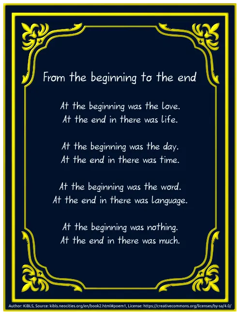 From the beginning to the end