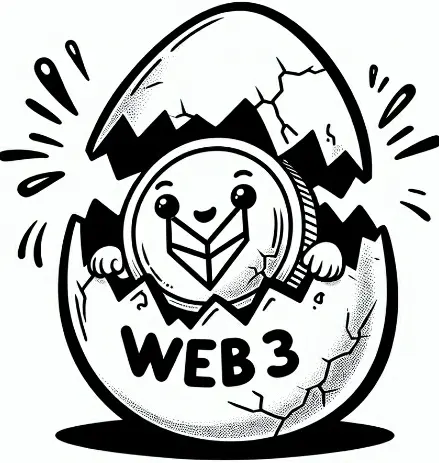 Crypto coin hatching out of WEB3 egg