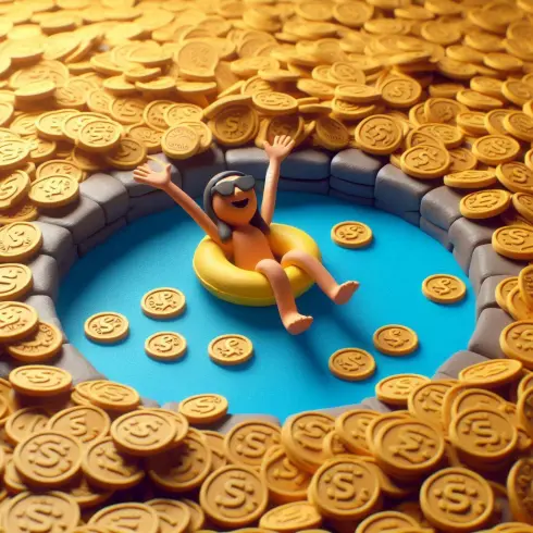 SWIMMING IN BITCOINS