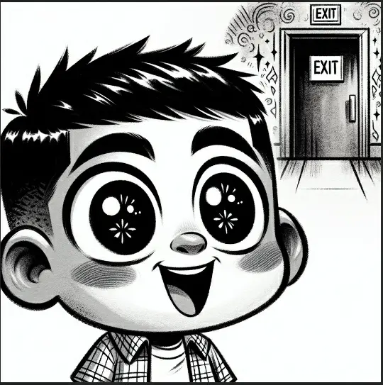 Happy guy exit