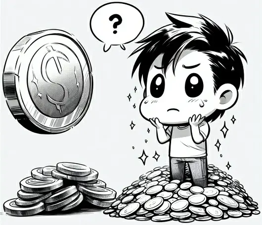 Boy confused deciding tokens