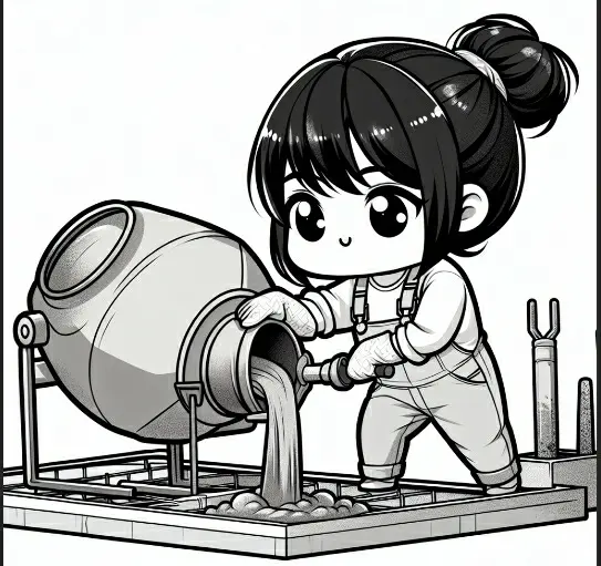 Girl pouring concrete