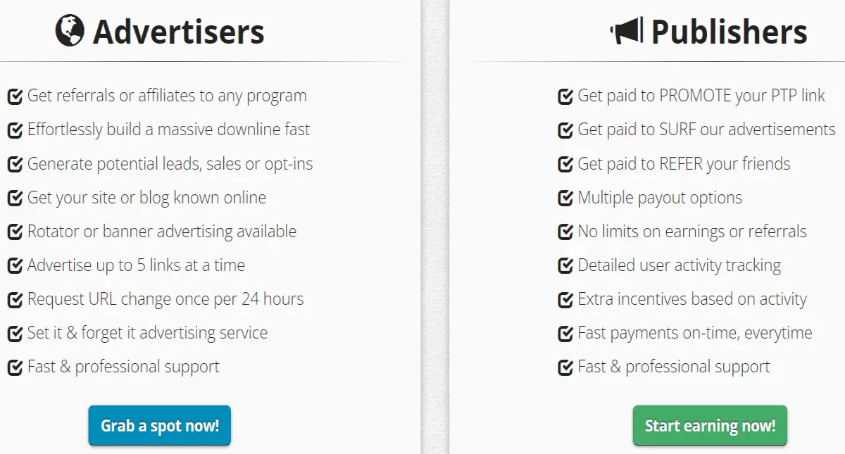 List of benefits for Advertisers and Publishers