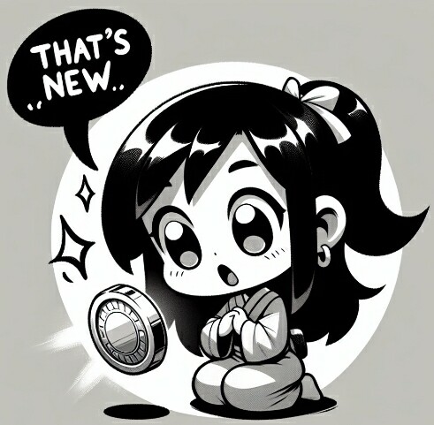 Amazed girl looking at coin