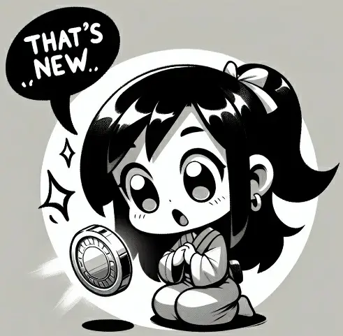 Amazed girl looking at coin