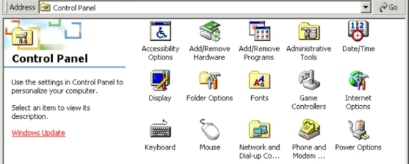 Panel de control de Windows 2000