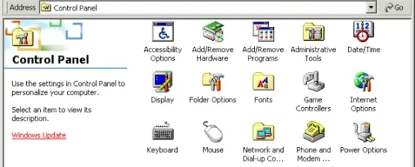 Panel de control de Windows 2000