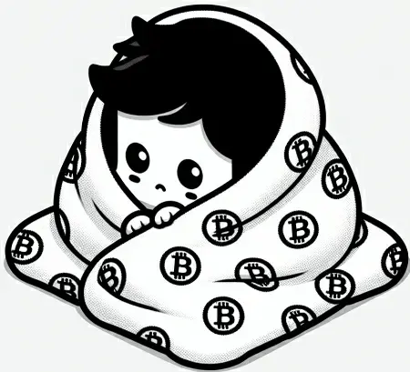 boy hiding under crypto blanket