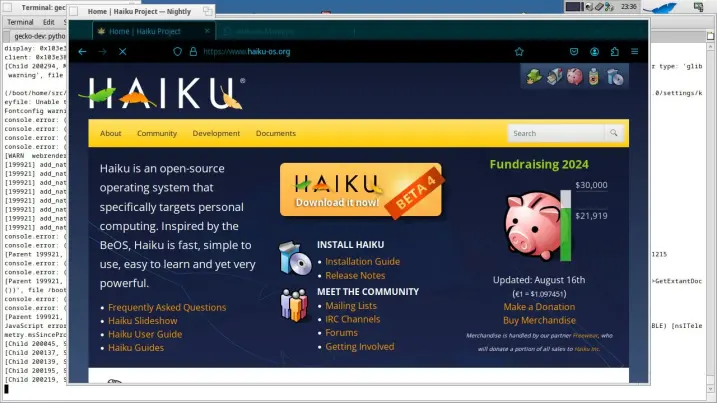 Firefox funcionando en Haiku