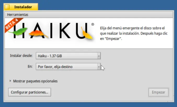 Instalando Haiku OS en Virtualbox