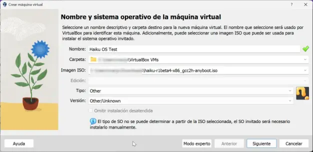 Instalando Haiku OS en Virtualbox
