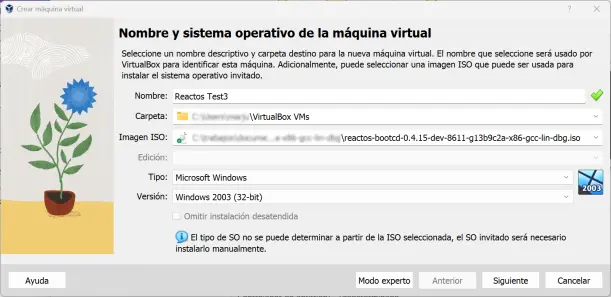 Instalando ReactOS en Virtualbox