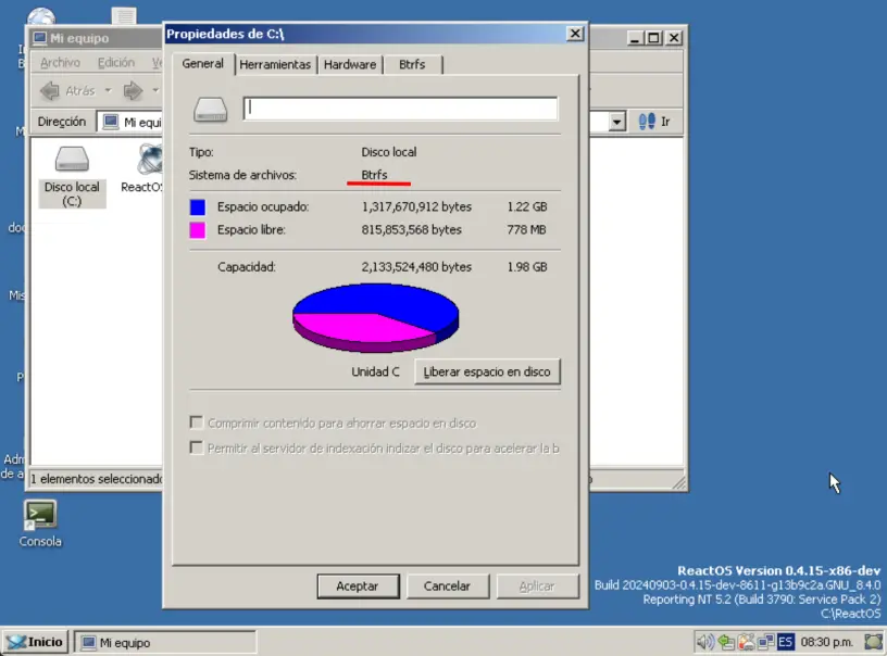 Reactos funcionando