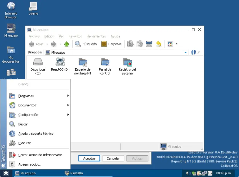Reactos funcionando