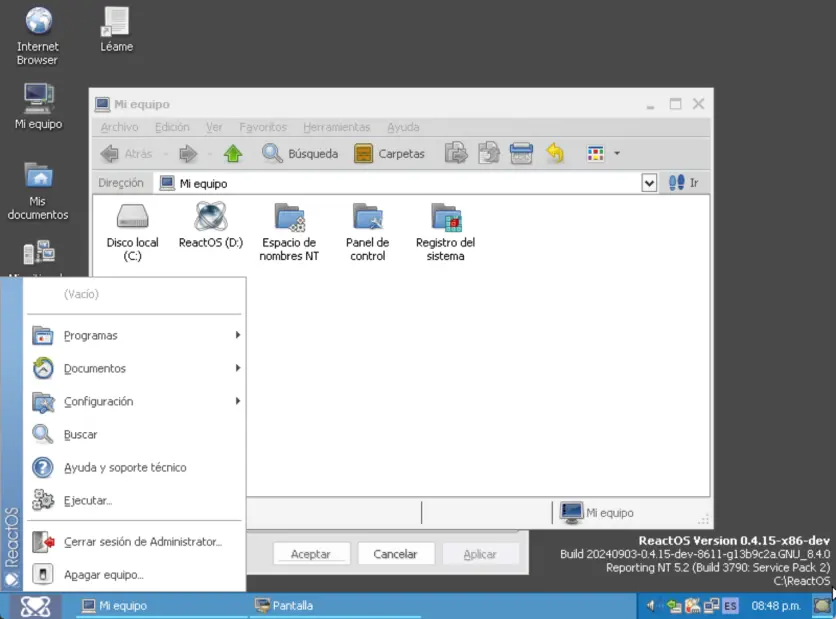 Reactos funcionando