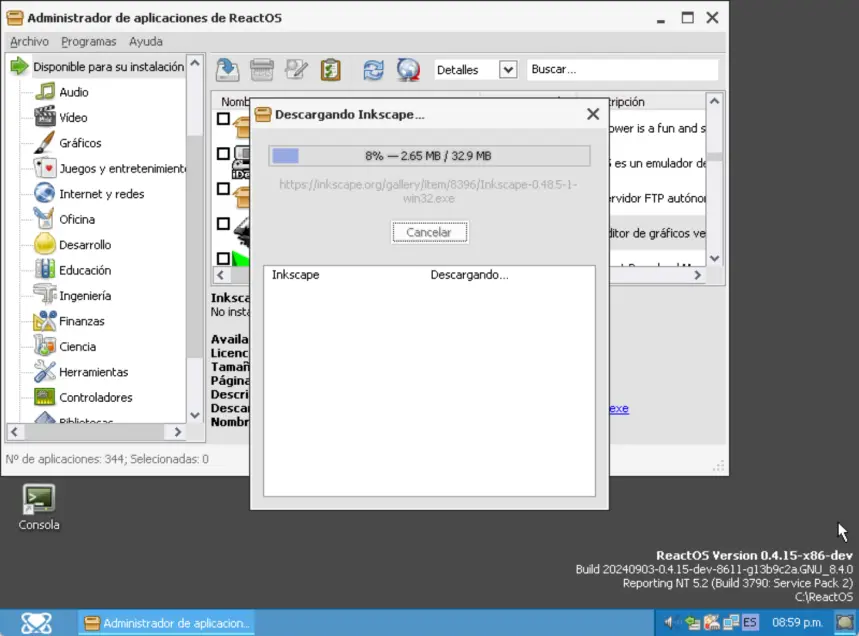 Reactos funcionando