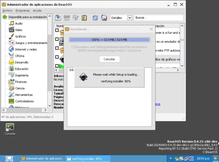 Reactos funcionando