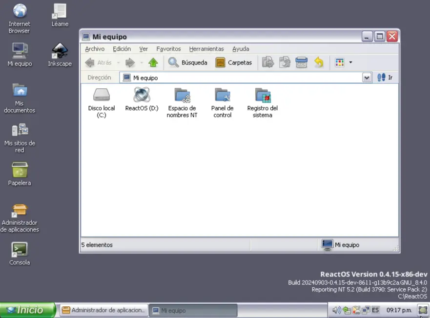 Reactos funcionando