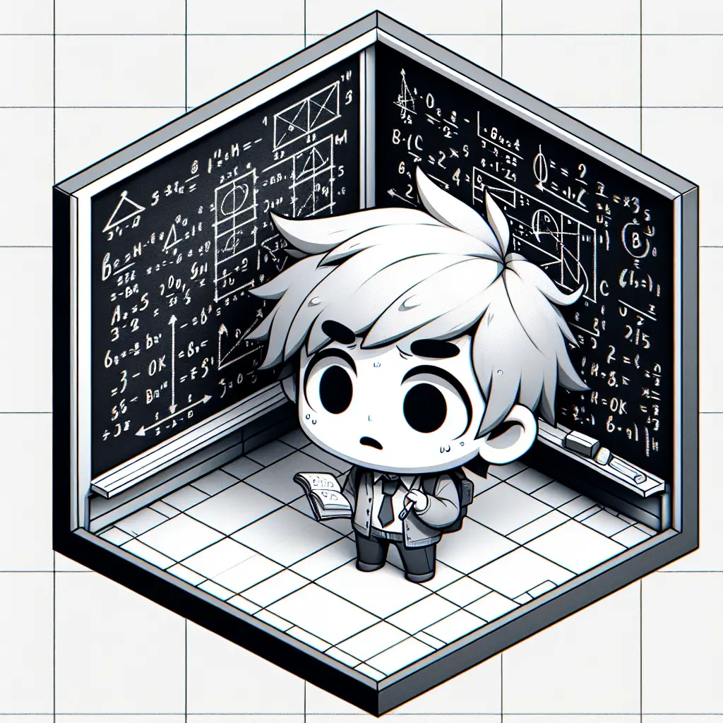 Stress boy looking at equations