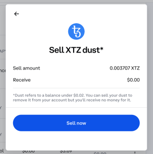 Coinbase selling dust