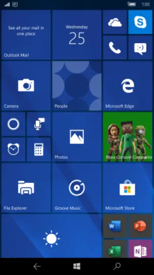 Interfaz metro en Windows 10 mobile