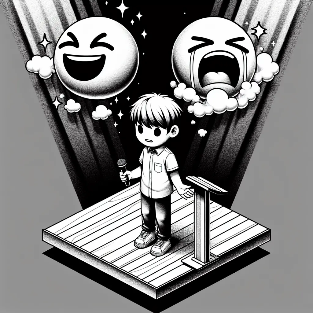 boy with microphone on podium