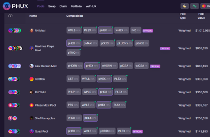 PHUX pools with HEX
