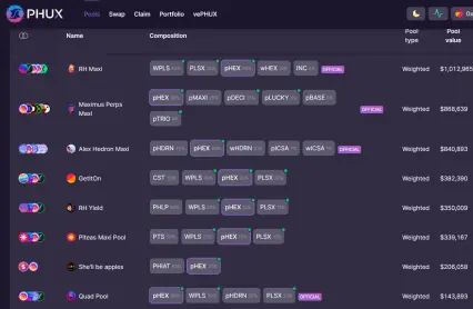 PHUX pools with HEX