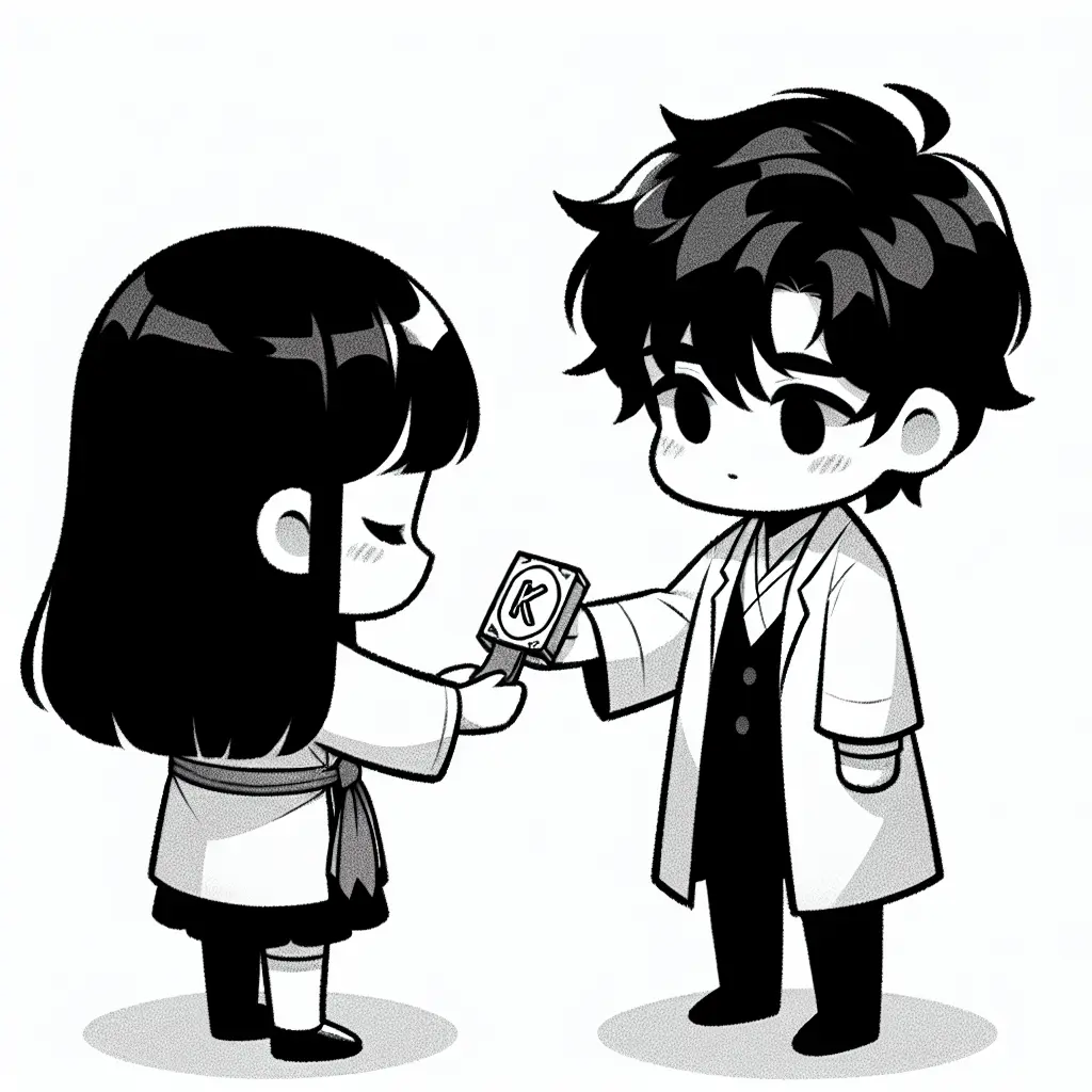 girl giving boy kaspa token