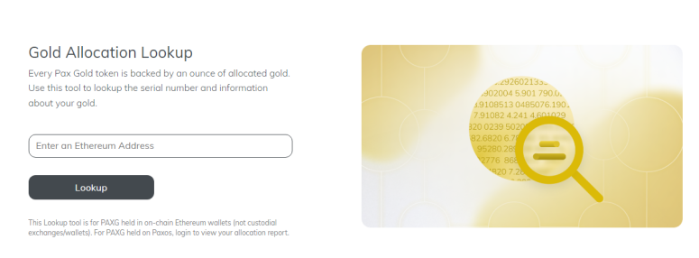 Owners of Pax Gold tokens can look up the serial numbers and information about their gold on the Paxos Website