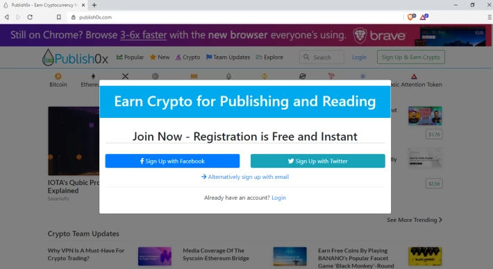 Publish0x Registration Page