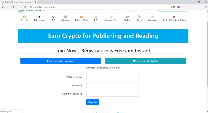 Publish0x Registration Form