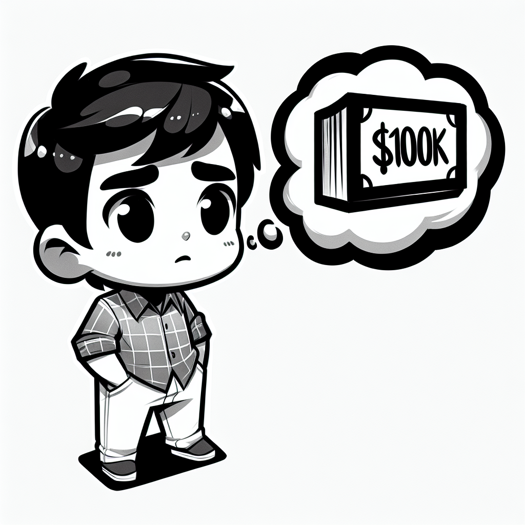 Boy thinking about $100K