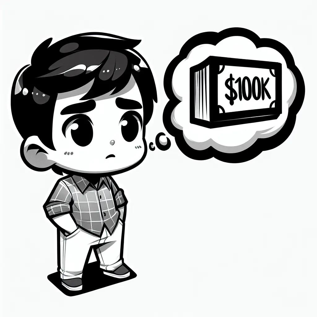 Boy thinking about $100K
