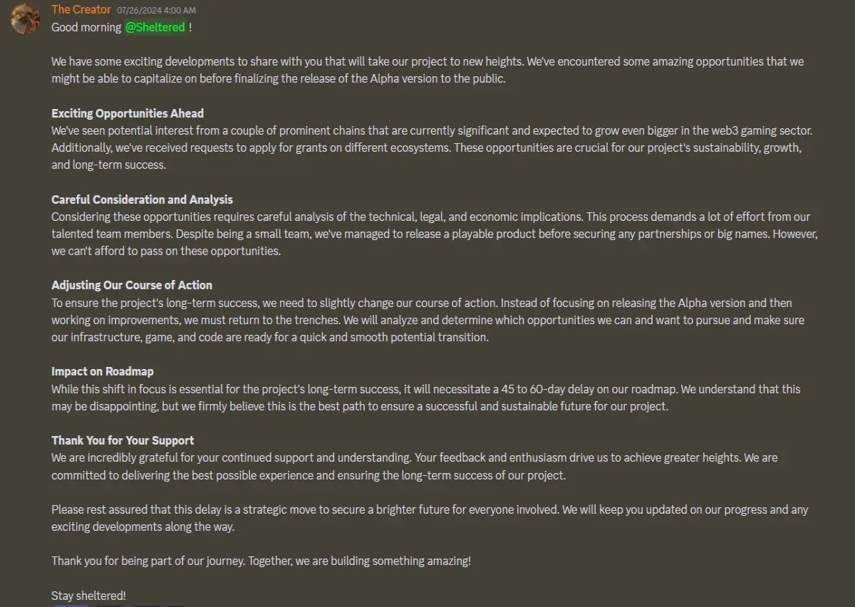 The last big update on July 26th