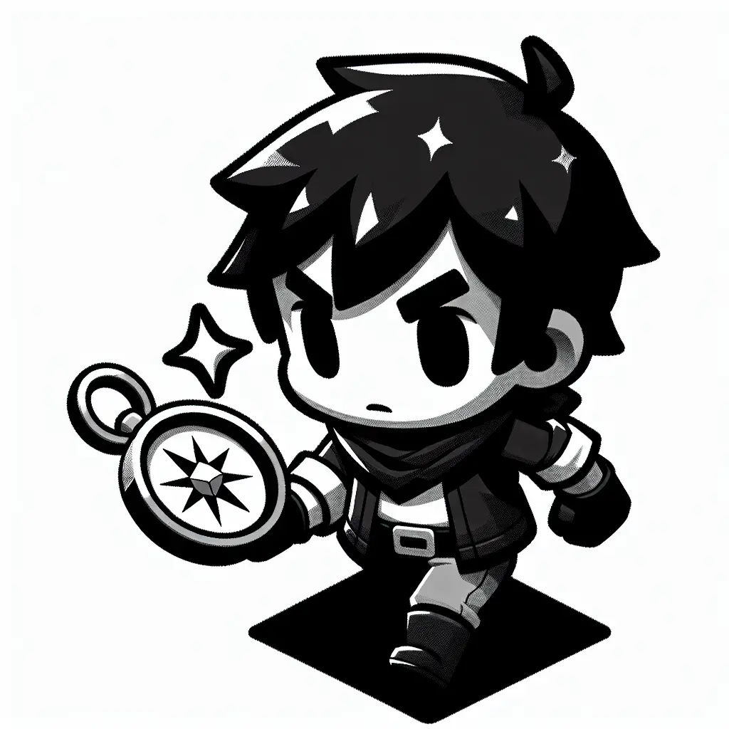 Determined boy following compass