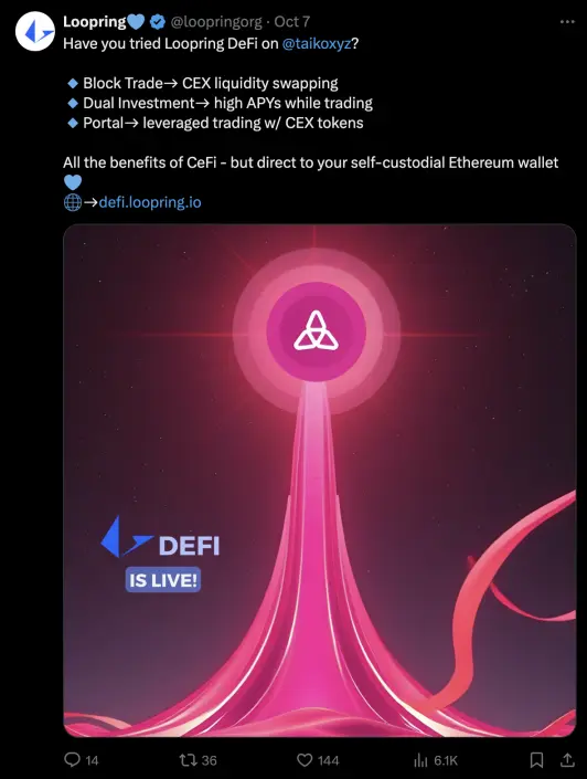 Loopring promoting Taiko